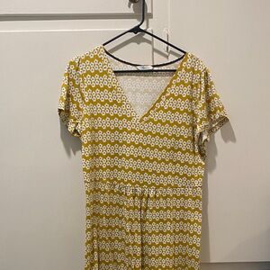 Like New!  Cotton Boden Mustard and White Floral Dress Size 12/14